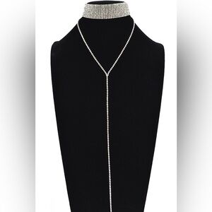 Long Metal Mesh Band Choker Statement Necklace